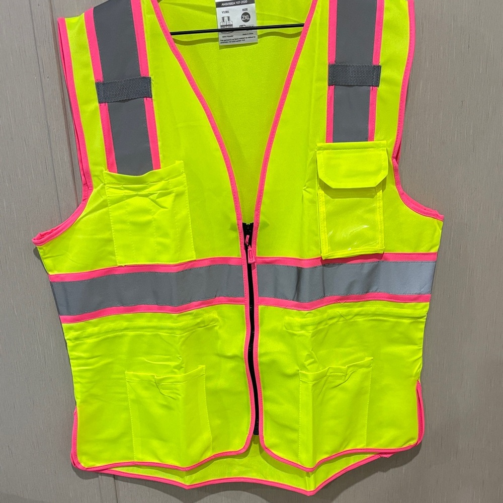 High-Visibility Safety Vest with Pink Accents